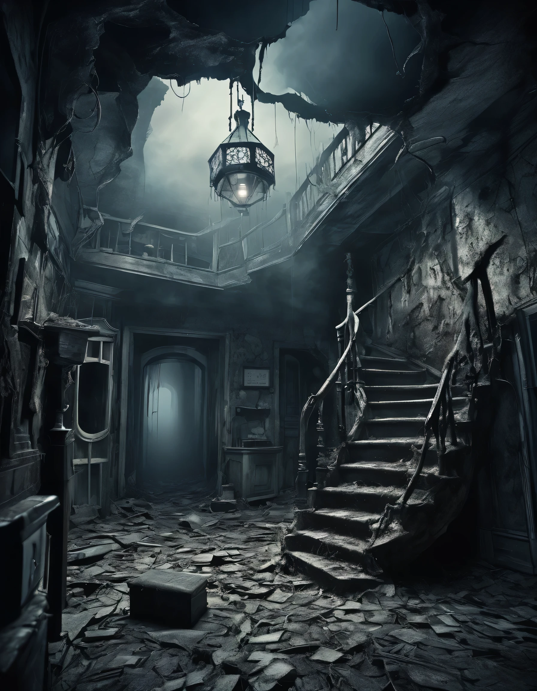 Weird place，Dislocation of space-time，Turn things upside down，Confusing and absurd, Horror suspense,Fog shrouded，Panic，shrouded in fear，Doubtful,horror place，Dangerous，full of suspense，Doubts abound,Fear of the unknown，Unpredictable danger，frightening,behind，Hidden secrets，Search for the truth，Unravel the mystery，To get rid of this place of horror suspense