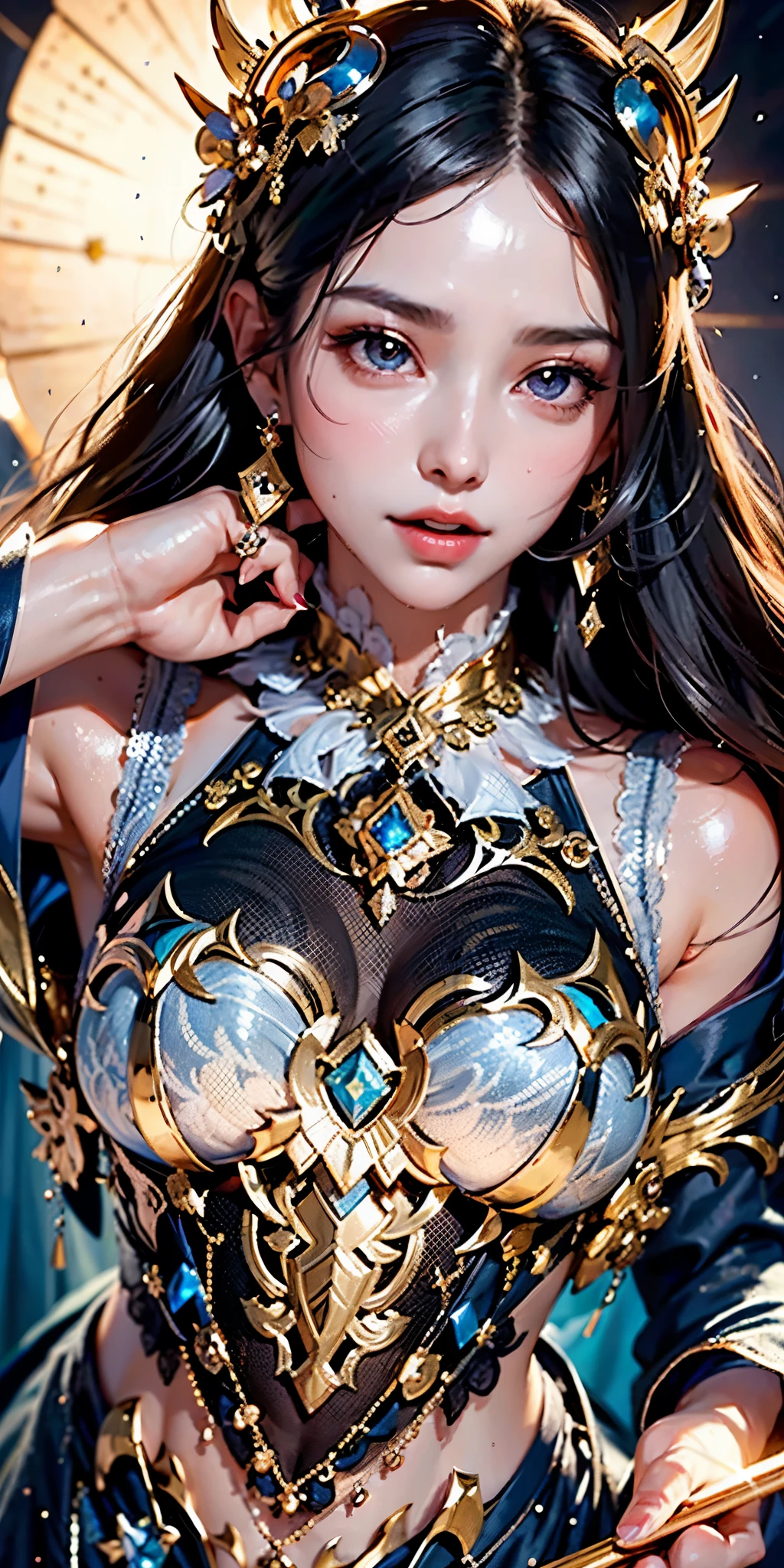 official art, unity 8k wallpaper, ultra detailed, beautiful and aesthetic, masterpiece, best quality, (zentangle, mandala, tangle, entangle), (fractal art:1.3) , 1girl, big breast, extremely detailed, dynamic angle, cowboyshot, the most beautiful form of chaos, elegant, a brutalist designed, vivid colours, romanticism, by james jean, roby dwi antono, ross tran, francis bacon, michal mraz, adrian ghenie, petra cortright, gerhard richter, takato yamamoto, ashley wood, atmospheric, ecstasy of musical notes, streaming musical notes visible