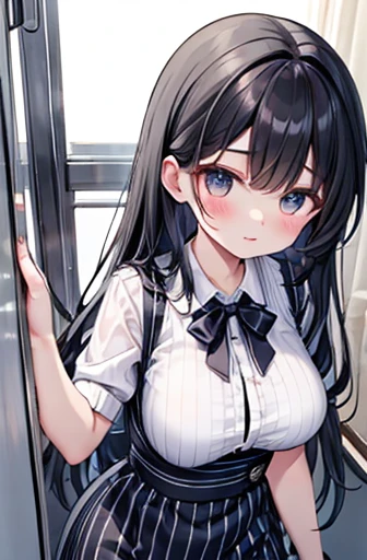 maid, japanese, lifting skirt, mirror selfie, long hair