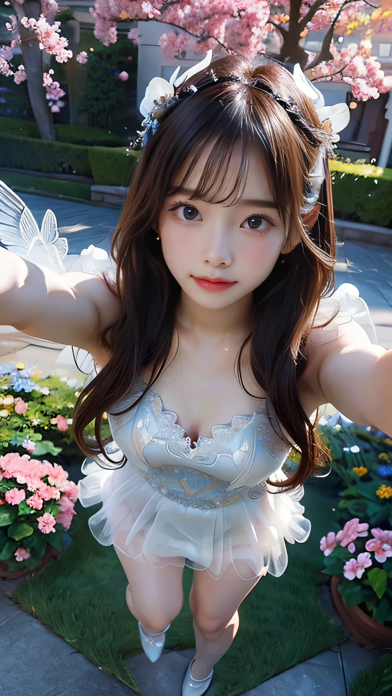 Naked beautiful angel:1.5 (NFSW)、(High resolution:1.5)、Highest quality,Very detailed,masterpiece,Super detailed,alone,(12 year old girl angel),,Angel is a beautiful girl、((Angel crown on head:1.5))、((Seraphim)), ((Angel is naked and has big breasts:1.5)), (A 12-year-old angel with huge breasts)、((She is in a big bed))((Lie on your back with your knees raised:1.5))、The bed is outdoors in the sunshine、Smiling with a sensual look、Beautiful moist eyes、Pinching your with your arms、Winged angel、