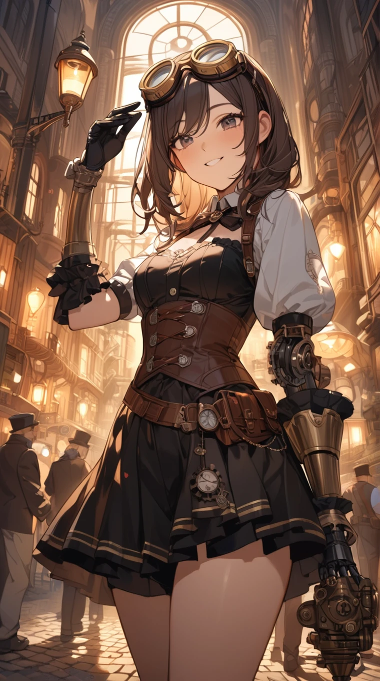 ((masterpiece, best quality)), (1girl), solo, (ButtLift), (ass support),brown hair, ((maid)), big breast, (maid dress), thigh strap, from behind, back, indoor, in the castle, medieval, looking at viewer, cowboy shot,