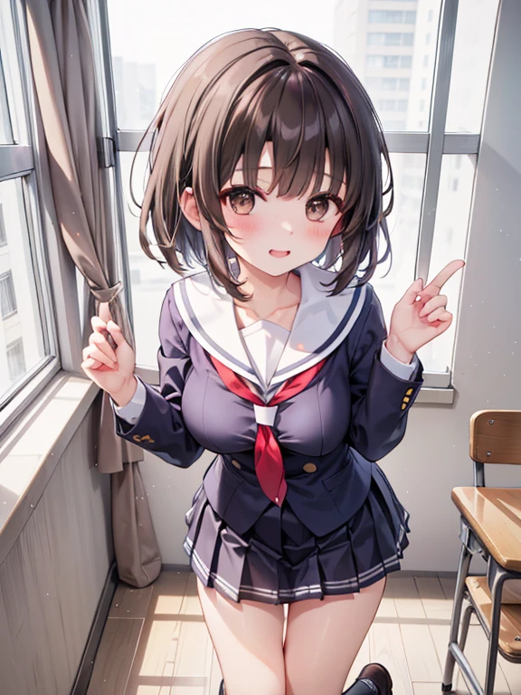((highest quality)), ((masterpiece)), (detailed), Perfect Face、Pussy、5th grade elementary school、Grin、Blushing、Flat Chest、Spread your legs