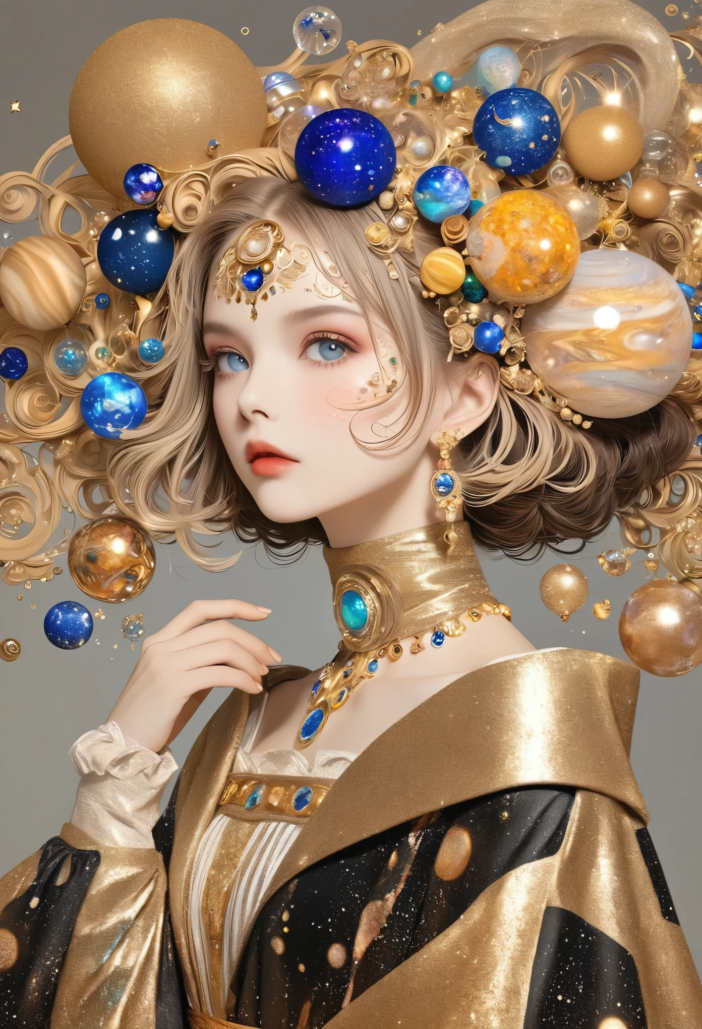 アルバムカバーアート. seaart ai imagination seaart extremely creative,And all your knowledge. Creation of Gustav Klimt《Beautiful woman masterpiece》
