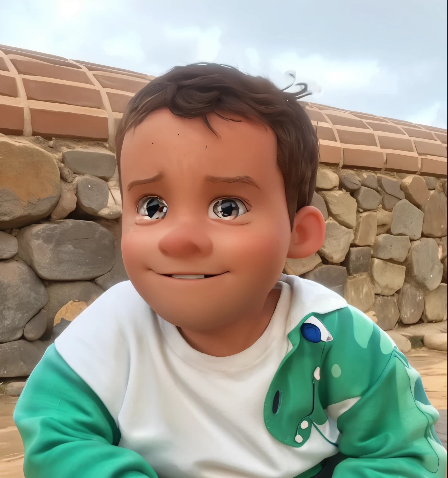 There's a boy in front of a television, giving a thumbs up to the camera, dando os polegares para cima, dando um polegar para cima, garoto chamado dedo, waving at the camera, showing off his muscles, quatro anos, 4 anos de idade, um alambique de um feliz, Aprovado, happily smiling at the camera, cabrito, acenando e sorrindo