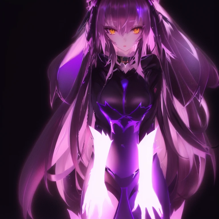 A woman, Purple theme, monochrome, Pointed ears, Smile, Shut up, Solitary, Long hair, Looking at the audience, Bob Hairstyle, scar, Large Breasts, Elegant hips, Corset, (masterpiece, best quality, absurd, detailed, ultra-detailed:1.3), Sexy