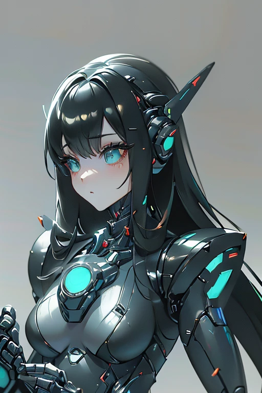 (masterpiece),(Highest quality),(Super detailed),(Best illustrations),(Best Shadow),(Absurd),(Detailed Background),(so beautiful), 16K, 8K, 4K,(Best Shadow),robotization,woman ,big bust,Robot Joint ,Metal skin,Black robot Suit,long hair,a black robot suit that covers the whole body,robot hand,cyber bodysuit,mecha head,(Detailed hands and fingers:1.2),Ball joint robot body,doll joint,beautiful face,beautiful robot girl,robotic eye,robotic hands,(no more human skin),android girl,cyborg girl,F cup, sexy body,(machine made joints:1.2),(machanical limbs:1.1),(blood vessels connected to tubes),(mechanical vertebra attaching to back),(mechanical cervial attaching to neck),no messy picture style,no emotion Viper(NIKKE)