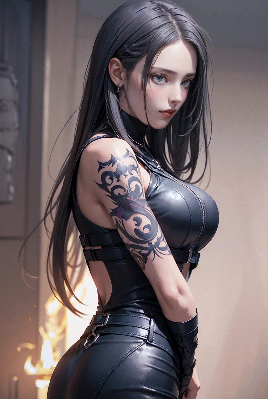 Best image quality, masterpiece, Ultra-high resolution,Beautiful Face, photograph, ((Revealing clothing)), 1 girl, Ripped jeans, White sneakers, elegant, Cinematic image quality,, (Torn clothes:1.5),, Exposing shoulders, Real Rain, (((He has many tattoos all over his body)), (((Tight waist))), ((Big Breasts)),Expression of intense sexual pleasure、(Embarrassed look),(See-through)