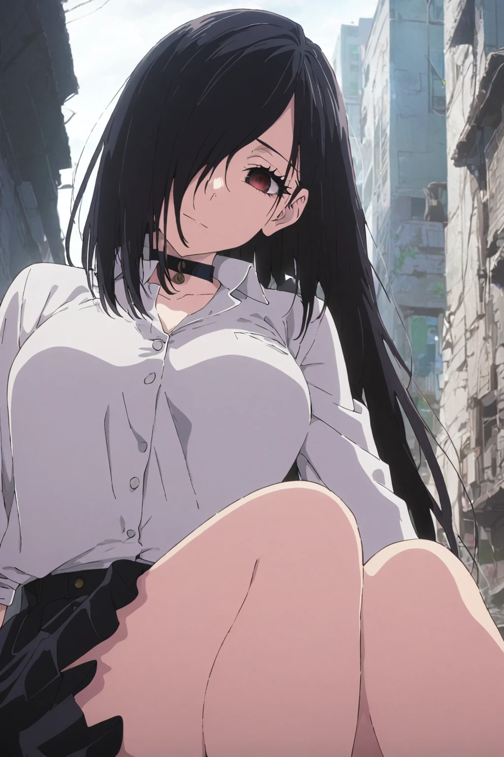 (depicting a single moment from a manga for adults), (hand-drawn), (simple line art), ((manga-style line art background)), ((minimal detail in clothing)), (only 5 colors used), ((a housewife, round face, eyes with realistic sizing, drooping eyes, blush, sweat, shame smile)), spread her legs, raise leg, ((hit her front of crotch on the machine's pipe that was installed on the ground for masturbation)), enjoying ecstasy, on the street, skirt, swollen areolas are visible from over clothes, (pubic-hair, panties on knee, swollen nipples), corner of a deserted park, ((a plastic bag with groceries)), hair up,