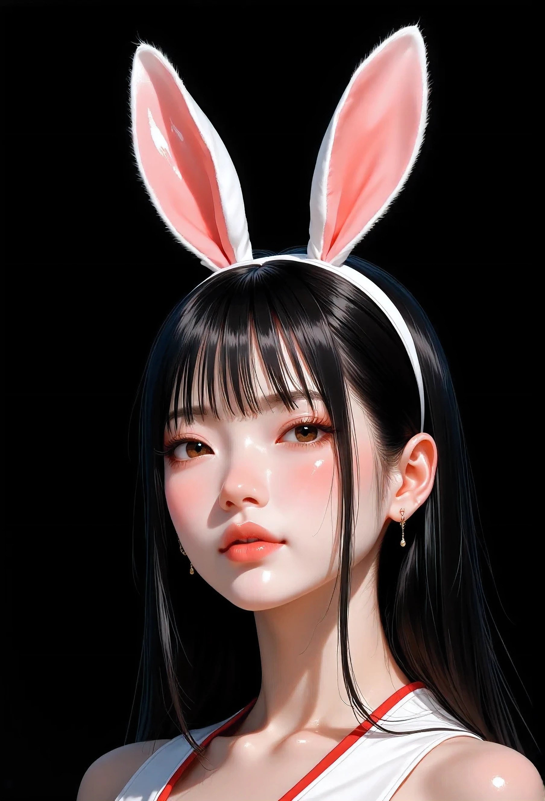 arafed asian woman in Bunny ears and a black and white dress, Bunny girl, with Bunny ears, with big Bunny ears, ultrarealistic sweet Bunny girl, Bunny ears, Gorgeous Chinese Model, with long floppy Bunny ears, Bunny ears, Playboy Bunny, with bunny Bunny ears, Playboy Style, long Bunny ears, Black Pigtails, Japanese Model