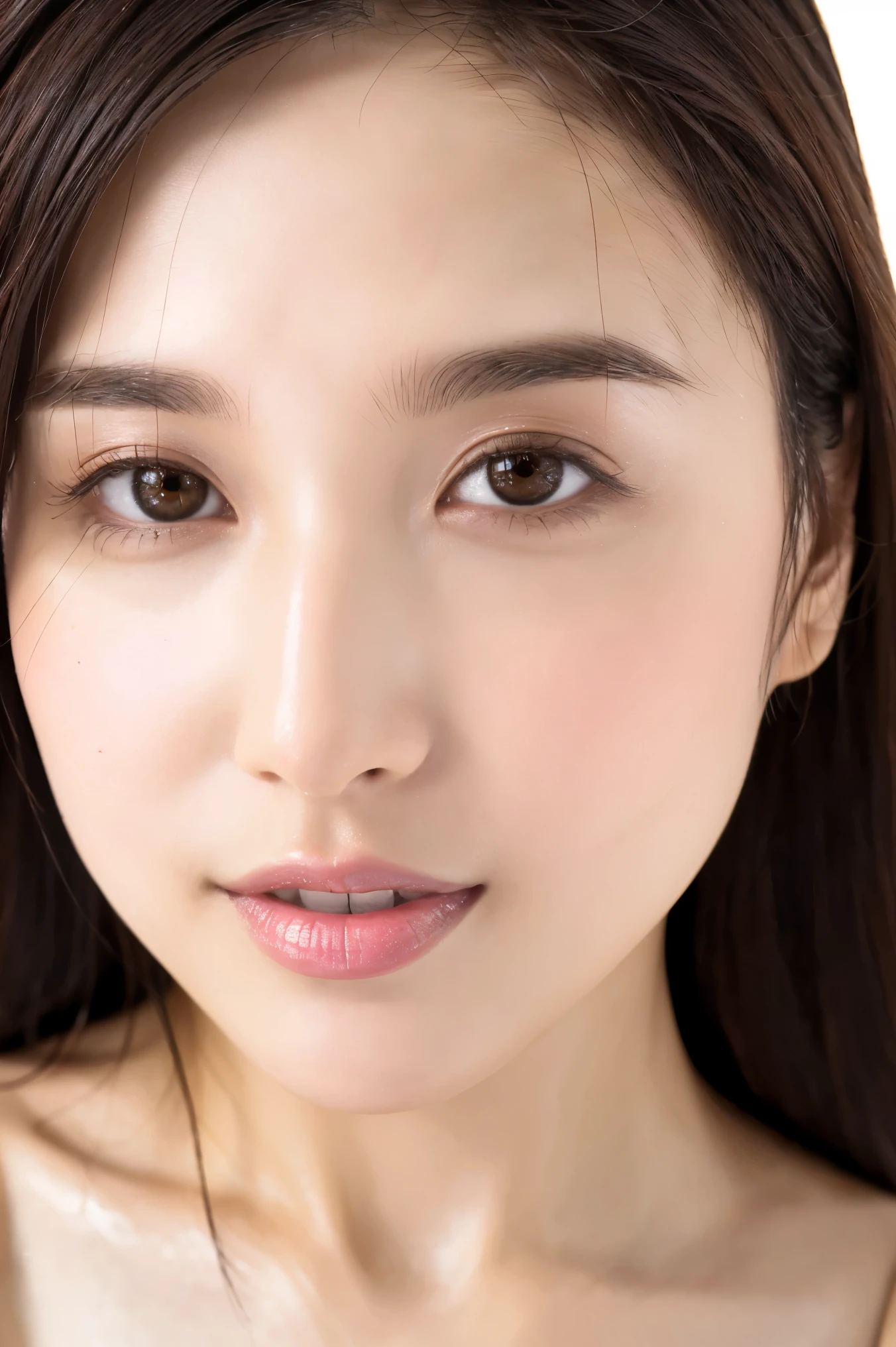 (Tabletop、Best Quality、8k、Award-winning works、Ultra-high resolution)、One Woman、(Face close-up:1.3)、Perfect beautiful face、(Closed lips:1.1)、(Pure white background:1.1)、nude