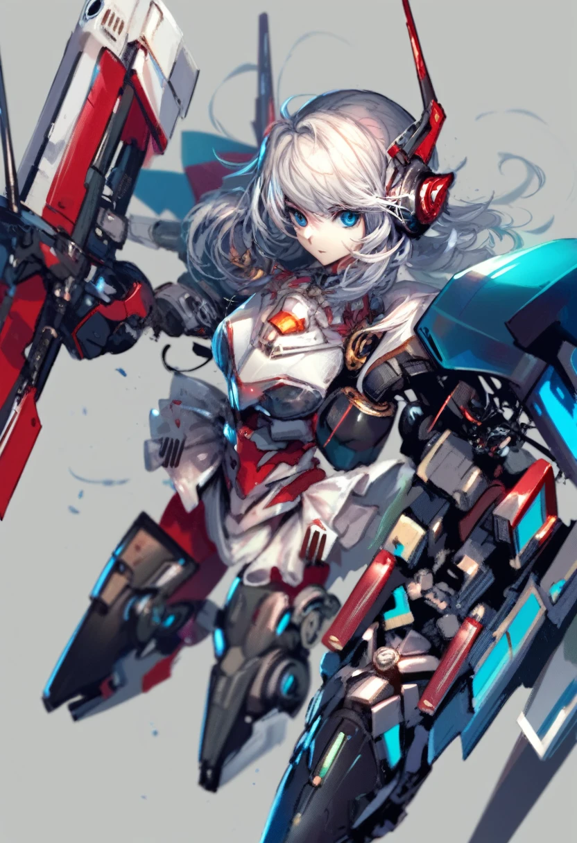 Close-up of a female model holding a sword, Concept art inspired by Krenz Cushart, Pixiv Contest Winner, Conceptual Art, from arknights, Girl wearing mecha cyber armor, Mechanized Valkyrie Girl, A mix of anime robotic and organic elements, Anime Manga Robot!! Anime Girls, Modern mecha anime, Blow White Mech, female action Anime Girls