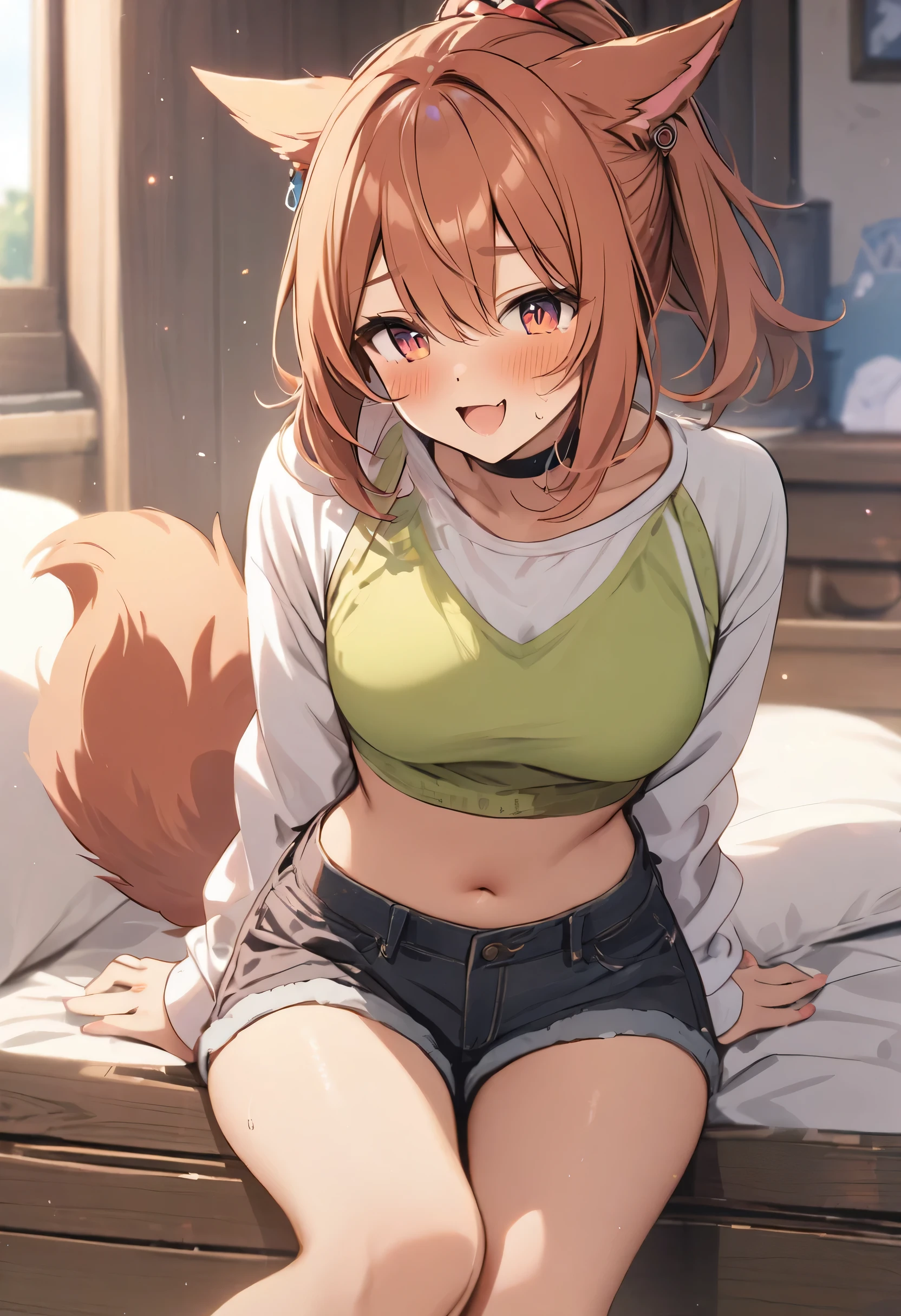 Ultra-detailed, 8k, furry, cute furry, furry girl, tall, cute face, looking at you with a blushed expression, cute wolf girl, fuzzy fur, portrait, vivid colors, soft lighting,doing the doggy stile pose, from behinde