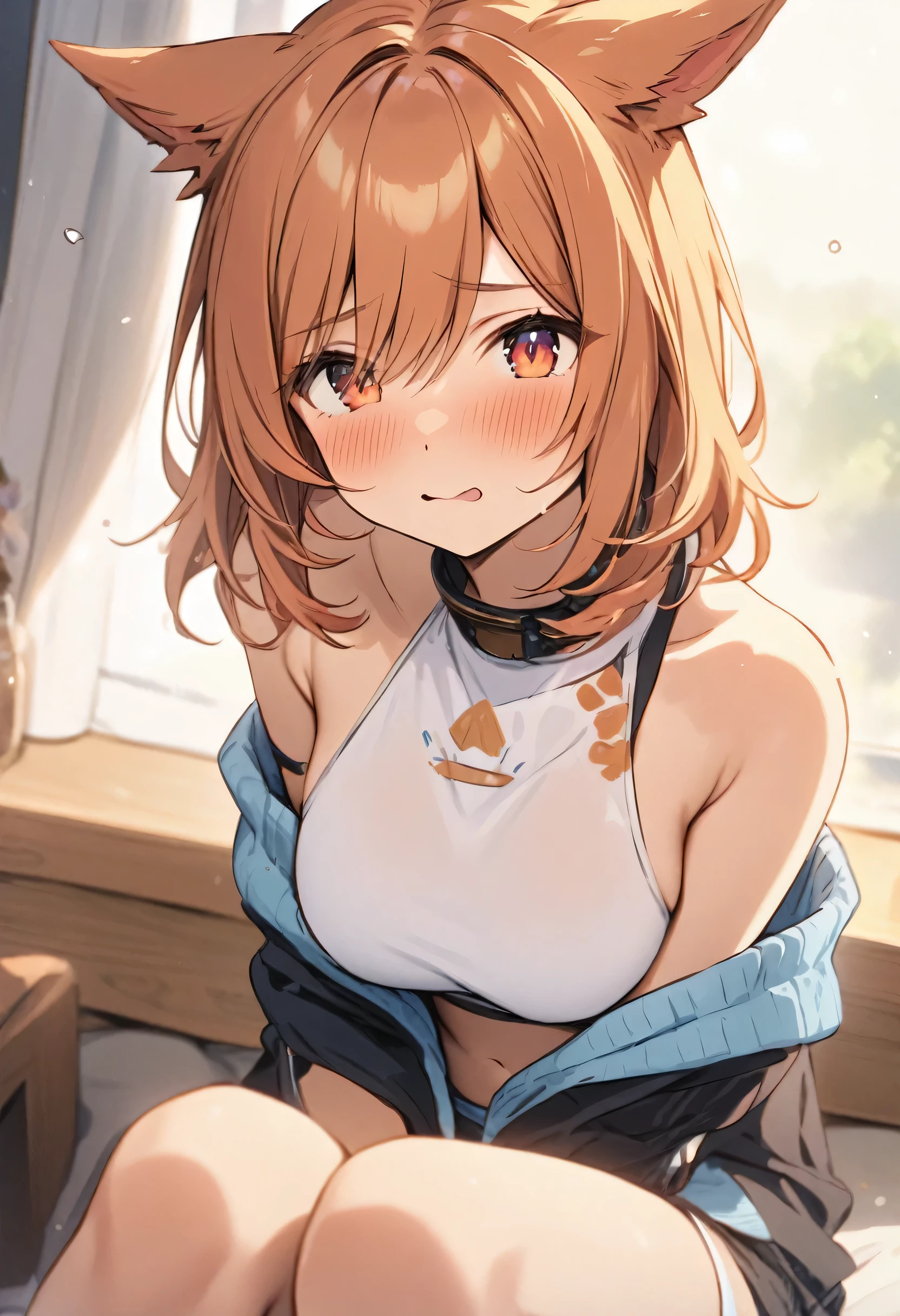 NSFW, Soft cream, cute, Pitiful, Girl, short hair, Beach House, Completely naked, Spread your legs, counter, Fast food clerk, Fast Food Worker, Misaka Mikoto, 1girl, black choker, uhd, retina, masterpiece, ccurate, anatomically correct, textured skin, super detail, high details, high quality, best quality, highres, 4K