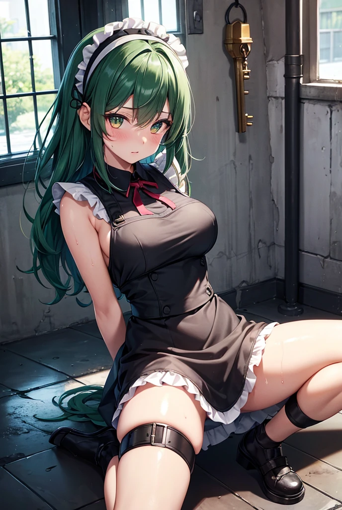 c.c.、code geass、One Woman、Beautiful woman、Thick thighs、Best image quality、High resolution、masterpiece、super high quality、Spread your legsしゃがむ、Super big ass、Black Stripe Bra、Black striped panties、Panties are visible through a very short pleated skirt、Big Ass、Big Breasts 、blush、4k quality、blush、Proud face、Wearing black knee socks、bed、Spread your legsしゃがむ、Panty shot、Sweaty all over、Heavy breathing、chest is bobbing up and down、heart、condescending look、Low Angle、Zoom in on the crotch、(From below:1.2)、Sit on the living room couch with your knees raised, Spread your legs、(Back pose:1.3) or (Rear view:1.2)、Japanese
