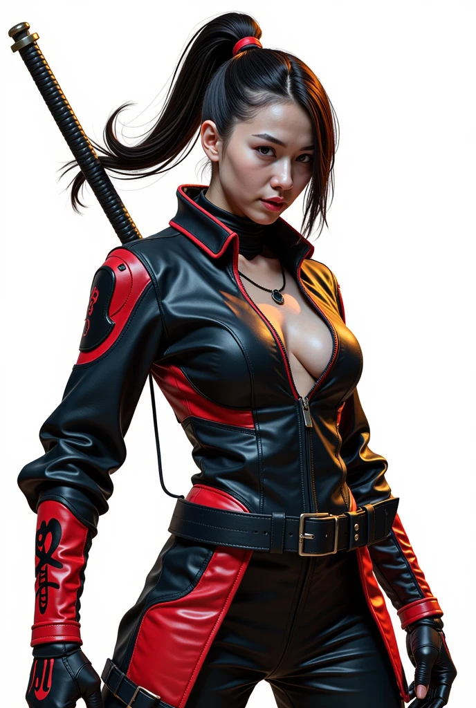 (A detailed portrait of a cyberpunk Samurai with cyberpunk mask), exquisite and slim fitting Cyber style clothing, Cartoon characters from Europe and America,Realistic painting style,Clear lines,Facial tattoo,A sharp gaze,Exquisite facial details,best quality, art, masterpiece, illustration, Bright Colors,color grading,High saturation,High contrast,Poster Style, White background,Accent OctaneRendering,full view,8k --niji 5