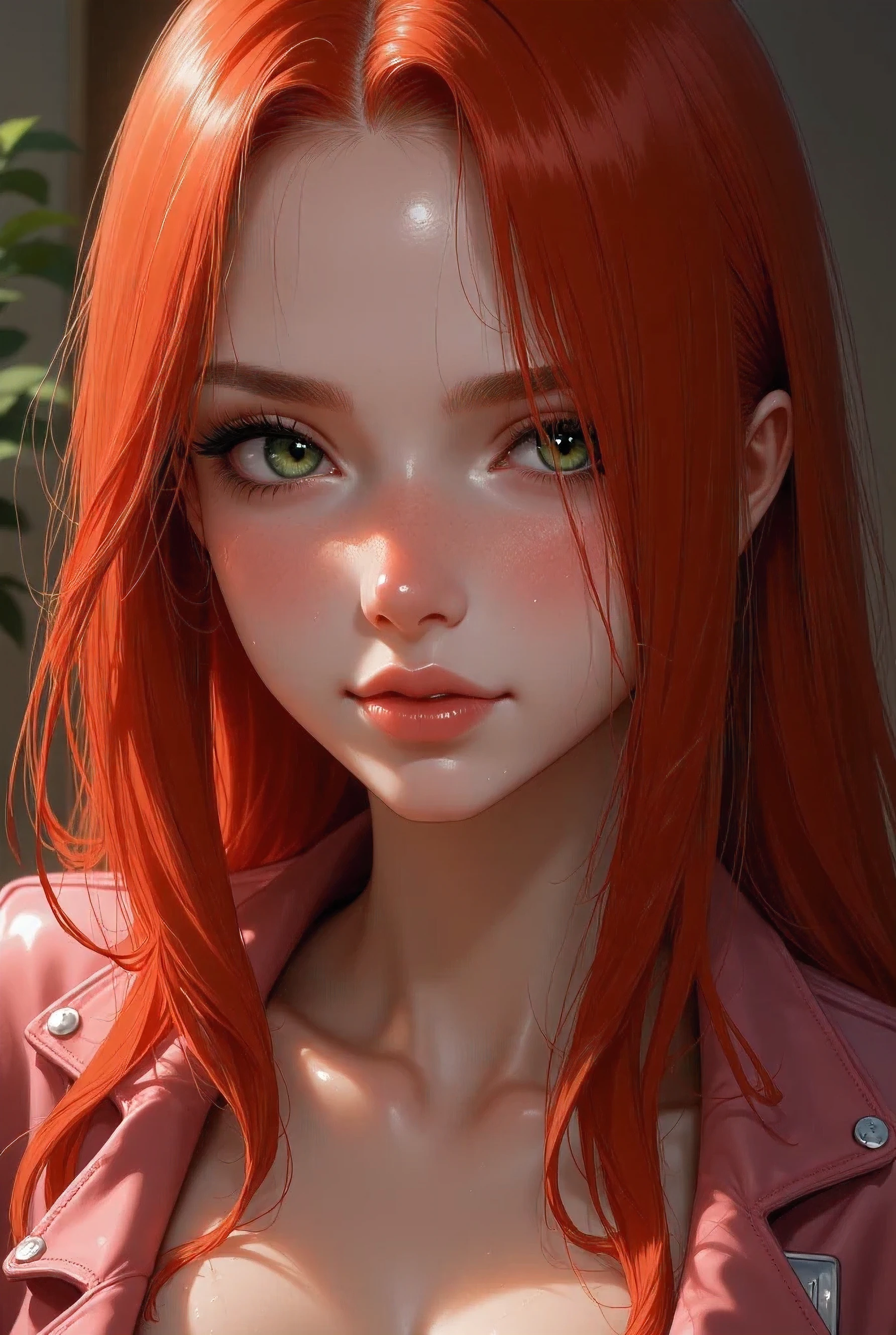 A close up of a woman with red hair and green eyes - SeaArt AI