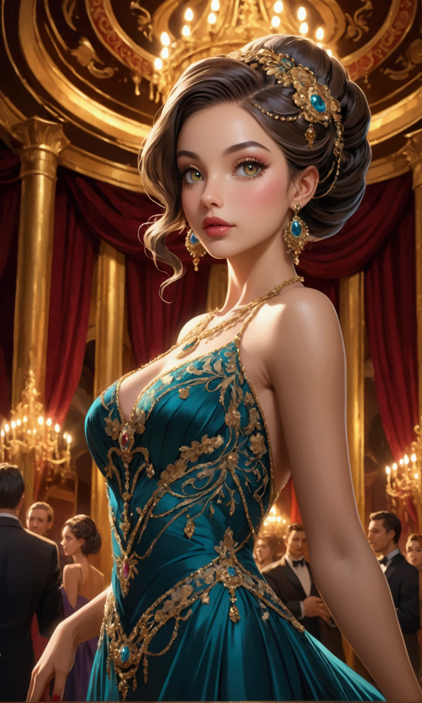 a female centaur going to cocktail party, wearing elegant silk shirt, intricate dress, wearing diamond necklace