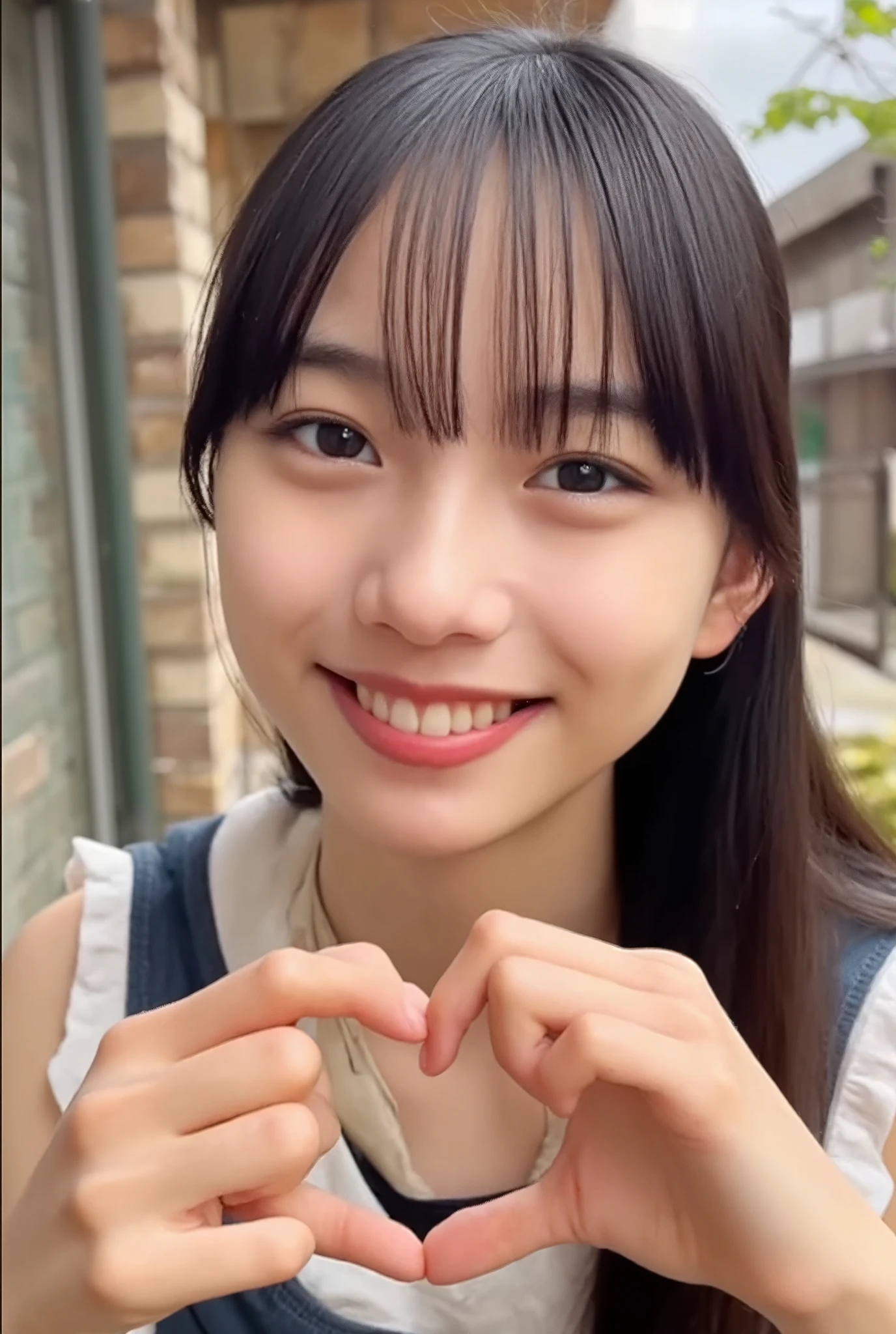 Use your hands to make a heart shape:2.0, (Currently popular Instagram photos, Ultra-Accurate Human Anatomy, Best Quality、8k、32K、masterpiece)、Cute smiling Japanese woman images、Tank tops、Camel Toe、Underarm、Photographed in natural light、Upper Body、Surface Focus、the above、Mix 4、(8k、RAW Photos、Best Quality、masterpiece:1.2)、(Realistic、Photorealistic:1.37)、1 girl、Photo Mapping、Physically Based Rendering、Excellent image quality、High resolution、1080P、(Beautiful Face)、(Detailed description of the face)、(Detailed explanation of the hand setter&#39;s muscle area)、(Detailed CG)、Dirty hair、masterpiece、Rich details、(Stunning Features)、(Highest quality)、(masterpiece)、(Detailed eyes)、I look forward to your eyes、Delicate clavicle、Various poses