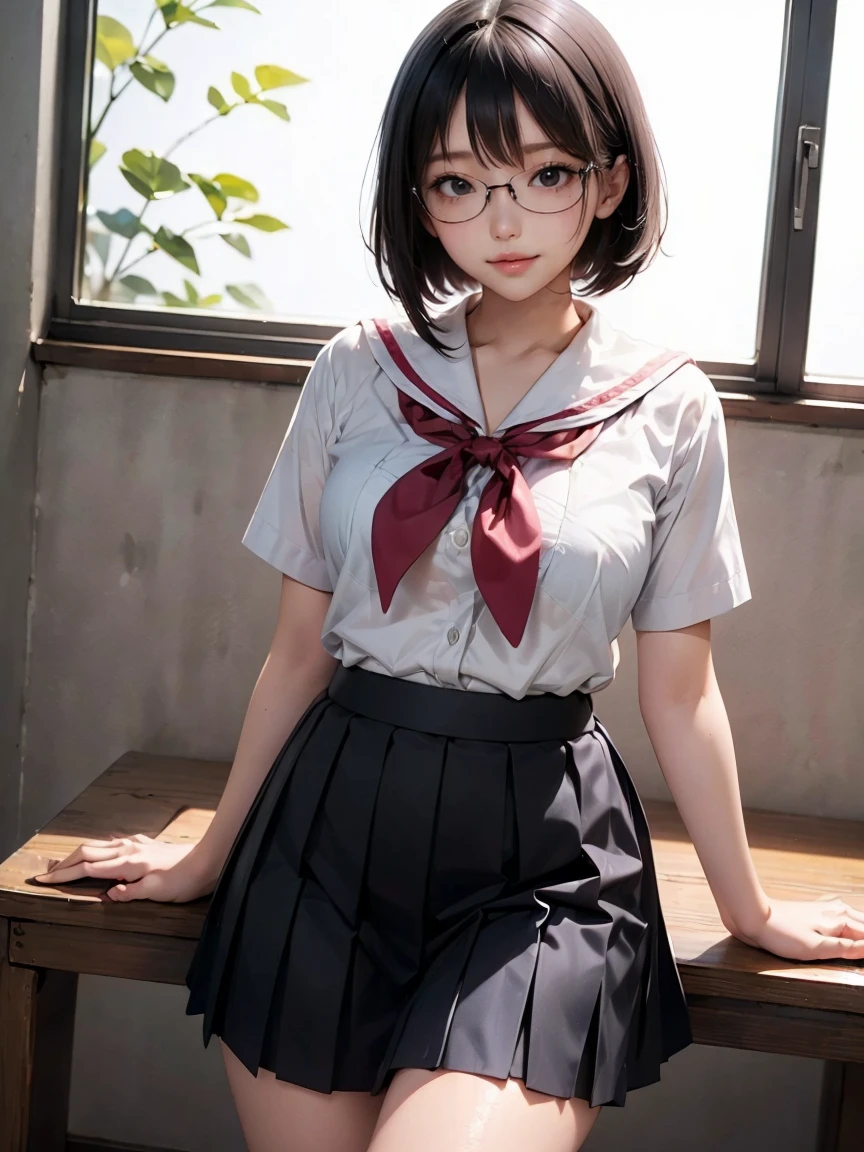Pubic hair grows、Smile full of happiness、(((During sex)))、During sex、During sex、Panting face、Lacking、After being attacked、Sweating、Expression in a state of excitement、short-hair、eye glass、Business suits(Tight pink plaid mini skirt)、(((During sex:1.3)))、