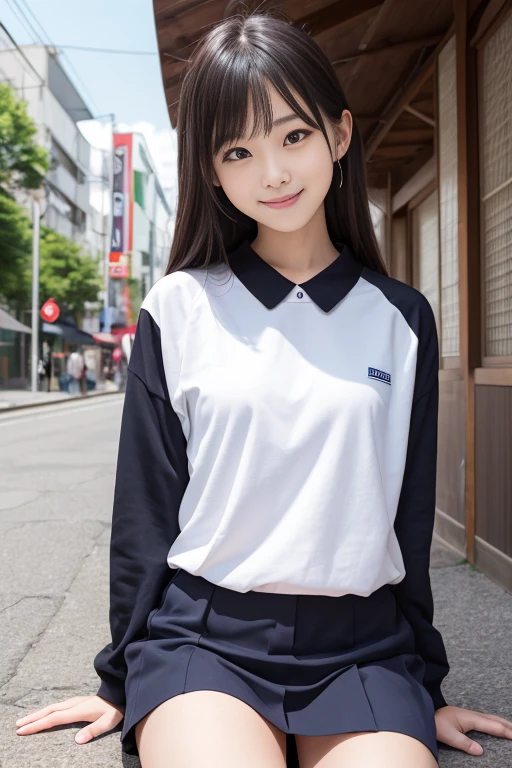 High quality masterpiece, 8k, , Japanese Girls, RAW Photos, Absurd, Winner portrait smile face, 笑face, Alone, Uniform, Summer Clothes Idol&#39;face, violet, Gardenia, Delicate girl, Long black hair, Dark Eyes, Upper body digital SLR, Observe the audience, Frank, Sophisticated, Like々Shii, Thin arms, Professional Lighting, Film Grain, Chromatic Aberration, (Details of the eye and face: 1.0), (Bokeh button:1.1)