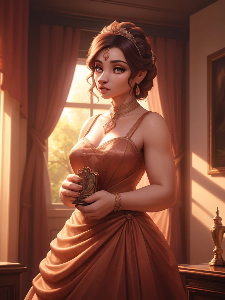 <lora:milomanarastyle_v2:1> masterpiece of traditional media, highly detailed illustration, best quality, volumetric lighting and shadows, young woman, short hair dark red, mlmnr style, Open-Air Theaters, Time-Lapse of Changing Light Conditions