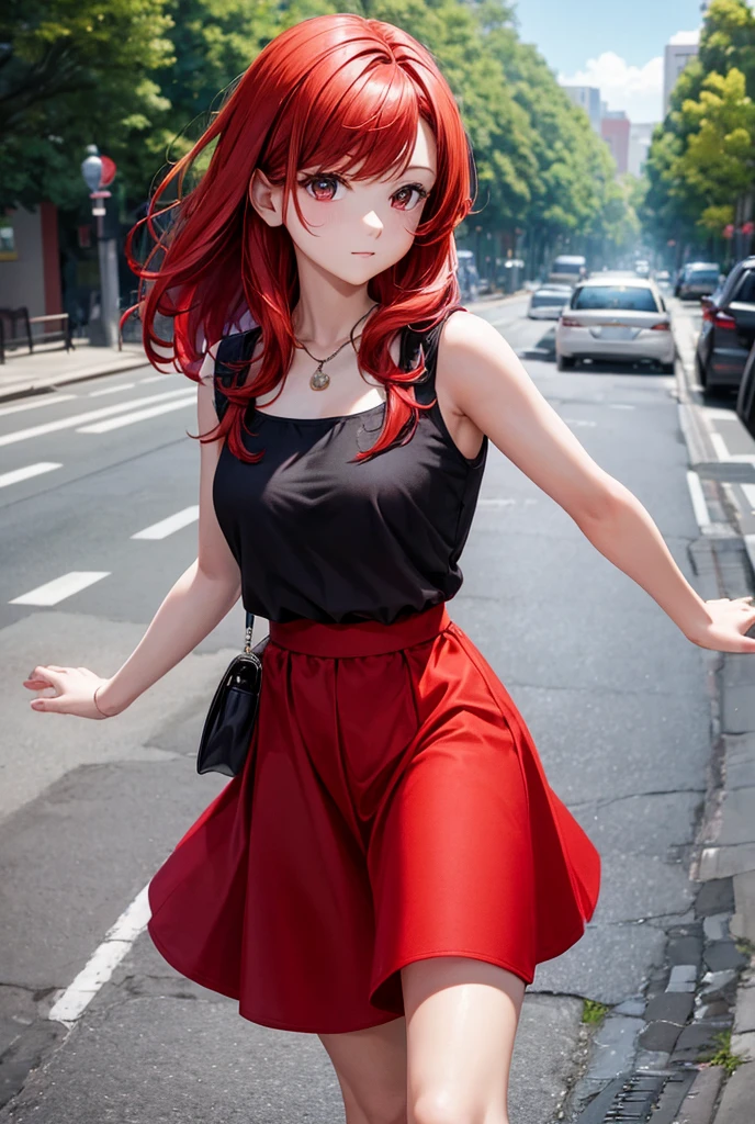 highest quality、4K quality、Beautiful cleavage、Beautiful Style、tall、Small breasts、Bare buttocks、Small Ass、Shy face、20-year-old、Red Hair Short Hair、Airy Hair、Slit eyes、small chin、Bare shouldery skirt is blown up by the wind、ultra detail eye,Shooting from behind、My whole body is wet、Small face、Soft skin quality