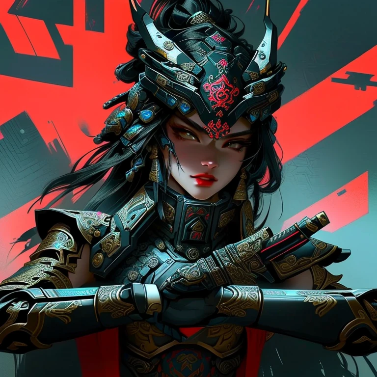 a beautiful and detailed close up portrait of a female warrior in an ornate and intricate cyberpunk samurai costume, wearing an exotic and stunning armor outfit, a gorgeous armored bikini, intricate techwear and armor, holding a sword, loba andrade from apex legends, extremely detailed and realistic, cinematic lighting, highly detailed, 8k, photorealistic, hyper detailed, masterpiece, digital art, trending on cgsociety