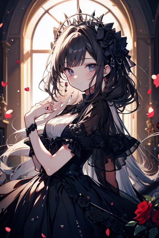 (masterpiece:1.2), best quality, high resolution, unity 8k wallpaper, (illustration:0.8), (beautiful detailed eyes:1.6), extremely detailed face, perfect lighting, extremely detailed CG, (perfect hands, perfect anatomy),(crying smile:1.2),a cartoon images of different cartoon characters are shown in this image with each portraying a bride, ring, wedding ring, 1girl, wedding dress,  ((black dress)), ornate ring, jewelry, pov, bridal veil, flower, veil, wedding,(,sad,blushing,laughing,confused,expressionless),nsfw, 