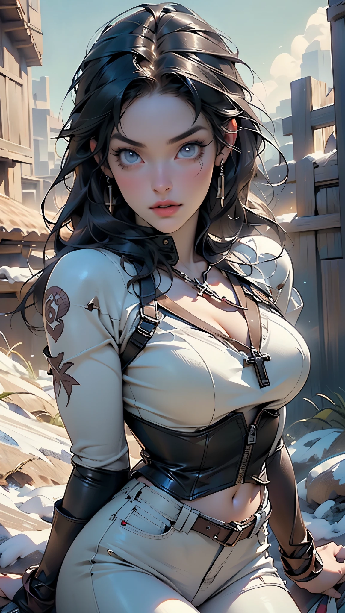 (((BLACK HAIR, [PERFECT REALISTIC EYES]))), (((HOLDING A SCYTHE IN HANDS,)))ultra realistic 8k CG, perfect face, flawless, clean, masterpiece, professional artwork, famous art, cinematic lighting, cinematic flower, perfect face, beautiful face, beautiful eyes, (((perfect female body, narrow waist))), GOTHIC, real, SINISTER, BLACK HOOD, WIDE SMILE, (DARK SETTING), fantasy, MACABRO, unreal, science fiction, (huge breasts),  BLACK clothes, lace, lace trim, lace legwear, nsfw, breasts out, absurdly long hair, very long hair, (rich: 1.4), SKULLS AROUND, intricate detail, delicate pattern, sexy, charming, seductive, seductive, erotic, charming, hair ornament, necklace, earrings, bracelet, armband, looking at the viewer