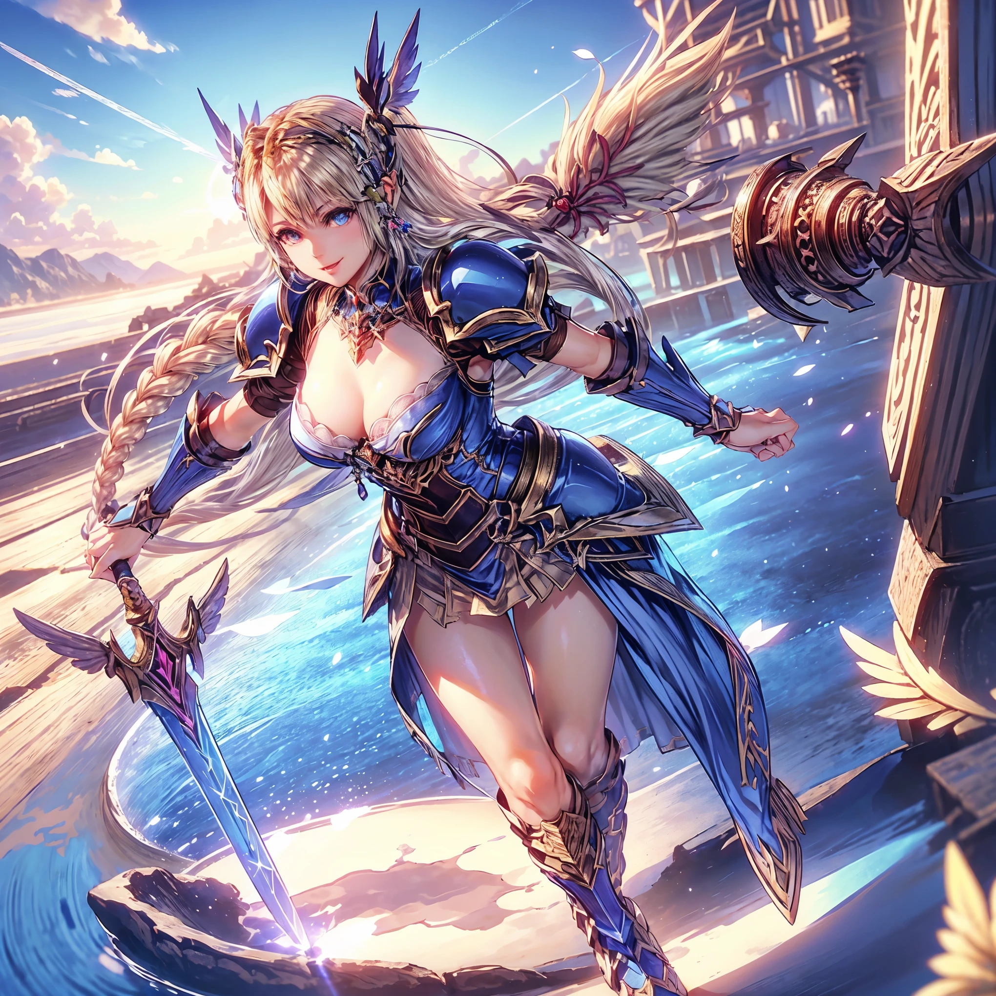 Zerg Queen Beautiful Girl: Ranlinger, 18 years old, Messy Hair, oil, Romanticism painting, 美しいPerfect Face, Soft Skin、Perfect Face, Big Breasts, Add light purple and purple, Add Light Red, Intricate details, Splash screen, 8K resolution, masterpiece, Cute Face, mysterious magic circle background , Geometric mural, Colorful background, Break, Blonde, Strong winds, lightning, Alexander the Great