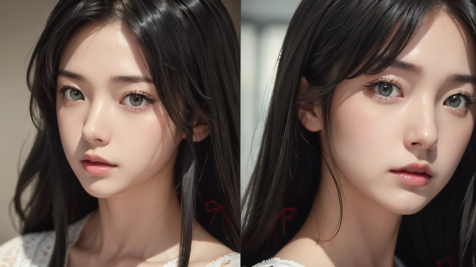 Black Hair, (Long Hair), bangs、灰colorの目, (Glowing Eyes), (White thighs: 1.2), Orgasm Face, lure, , Captivating look, Charm, red面, shy, Sick of it, Sick of it, (Mediate), I played poorly., Watching someone, ah、Hello face, comfortable, shout, Open your mouth, Drooling, Sexual convulsions, White skin, red, バラcolorの顔, Sweat, Wet body, color, alone, Falling to the ground and crying , Duck sitting, Frustration, loneliness, caress, Sexual pleasure, Enduring joy, Elk Off, Charmな表情, (Detailed description of Falling to the ground and crying school uniform), (Duck sitting Detailed description front), Detailed description, bust (masterpiece), (close), (highest quality), Very detailed, Exquisite, beautiful, (close), (close), ( beautiful girl), (collar, collar), (Fine pink areola nails: , (Delicate depiction of skin), (voluminous skin: 1.4), Highest quality CG 8K wallpapers, Realistic, Master Level, masterpiece, Portraiture, center, Display Lens, beautiful中国と韓国の混血アイドル, (顔と顔の細部までVery detailedに描写), (red面), Lip biting makeup, Cute smile, Perfect Face, red eyes, Blind Band + Hair above one eye, (Ruby Nail). Fat_ Mons, Camel Toe,