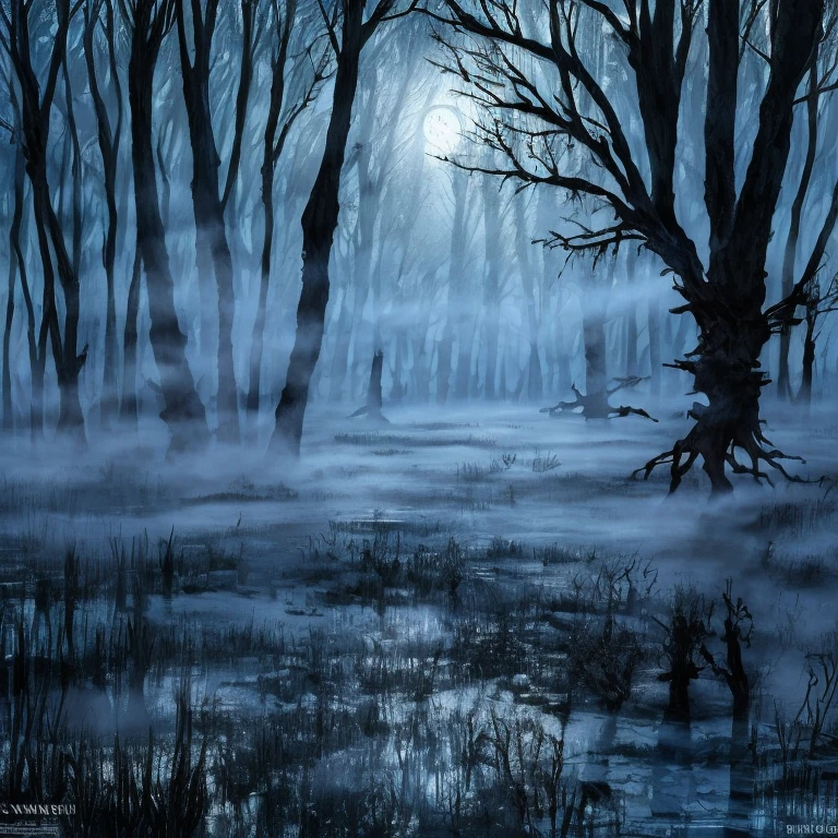 (masterpiece:1.2), (Best quality,:1.2), 8K, HDR, Supene, ((Realism)), Professional lighting, Cinematic lighting, Fashion Photography, Ambient Lighting, Dangerous Swamp, Dead Tree, FOG, Magical moonlight, Fanswa, ((Perfect hands)), epiC Photos