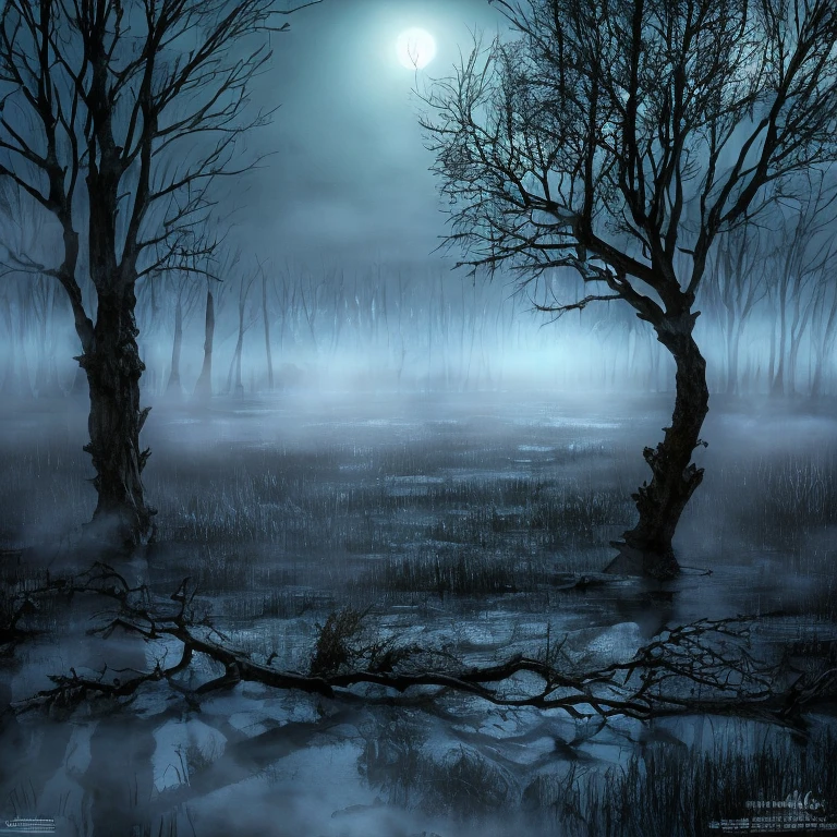 (masterpiece:1.2), (Best quality,:1.2), 8K, HDR, Supene, ((Realism)), Professional lighting, Cinematic lighting, Fashion Photography, Ambient Lighting, Dangerous Swamp, Dead Tree, FOG, Magical moonlight, Fanswa, ((Perfect hands)), epiC Photos