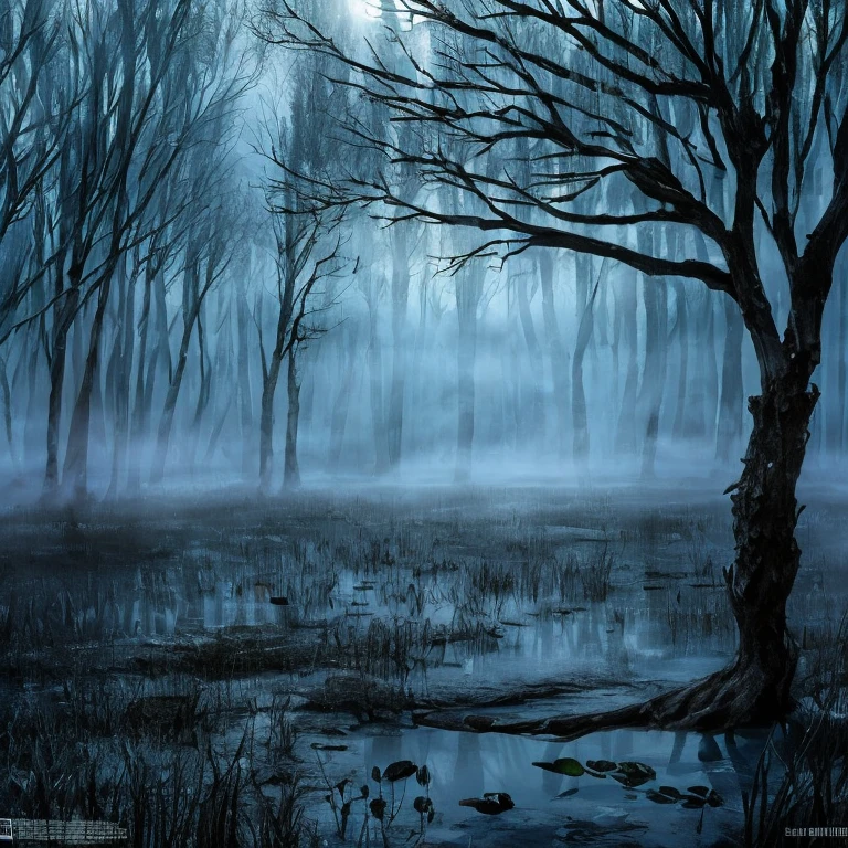 (masterpiece:1.2), (Best quality,:1.2), 8K, HDR, Supene, ((Realism)), Professional lighting, Cinematic lighting, Fashion Photography, Ambient Lighting, Dangerous Swamp, Dead Tree, FOG, Magical moonlight, Fanswa, ((Perfect hands)), epiC Photos