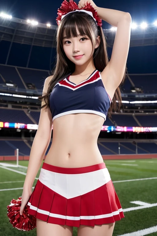 AKB Idol、(Colorful cheering costumes、micromini skirt、panties on)、(pantyshot:1.3)、Open your legs、Random pose with panties exposed、skirt rift、1 Japan Girl、The best smile、mekosji、Cameltoe、top-quality、masterpiece、Brown bob hair、