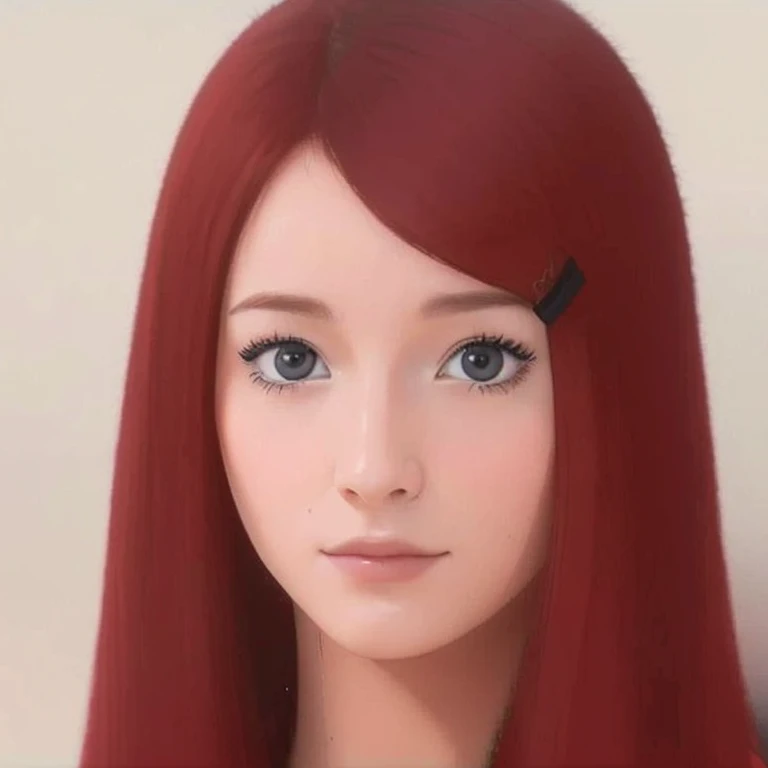 A young woman(perfecta) ,of Asian origin(beautiful,elegant) and northern Europe(perfecta), Red hair,slightly violet eyes, Japanese clothing, square hair clip, round pupils,rostro(beautiful), High level of detail, Just looking at the viewer, (realistic:1.4),(:1.0), masterpiece, 8k pixels,The best quality, Red hair High level of detail 8k pixels.