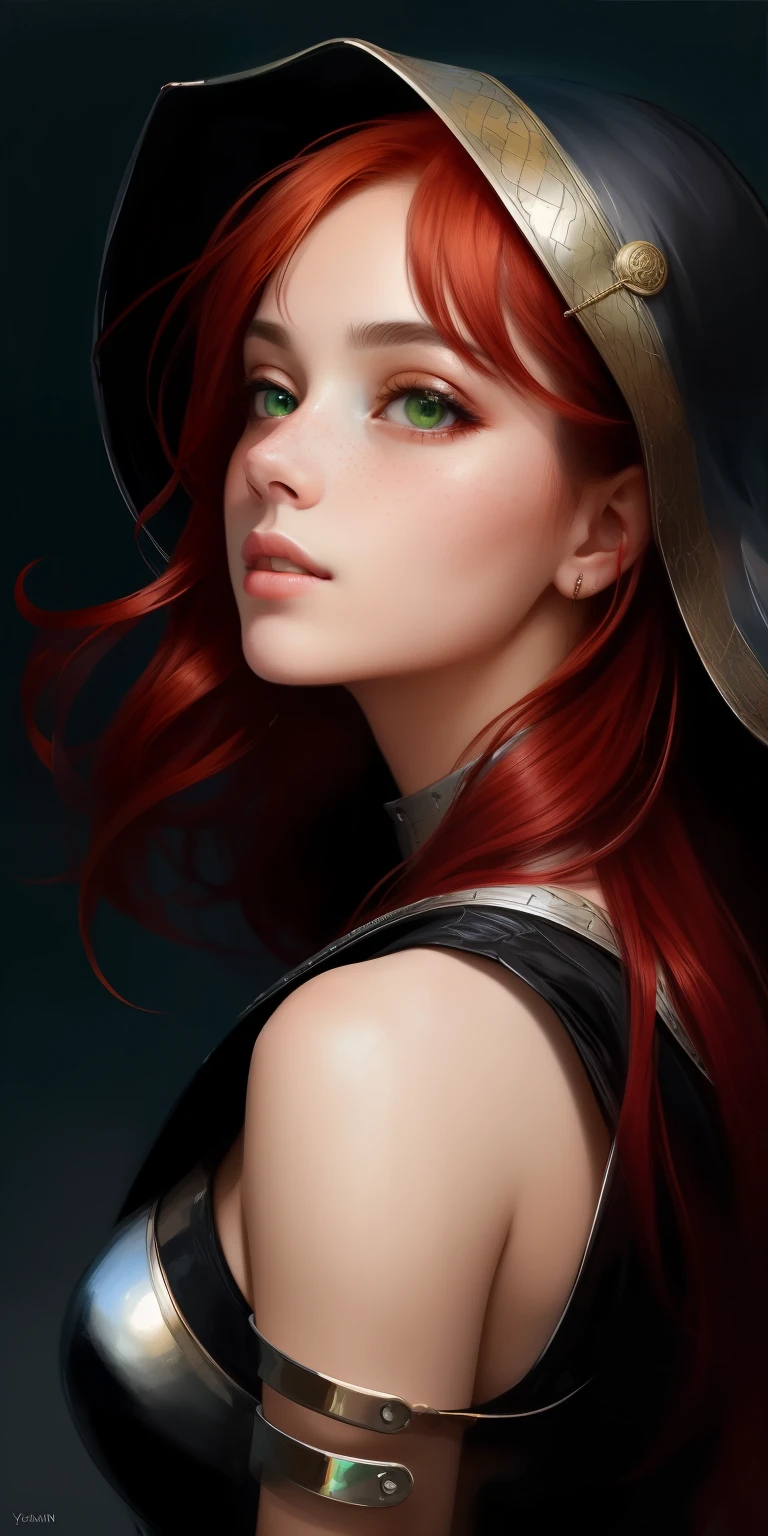 Miss Fortune, (front), (upper body), (standig), (Huge breast:0.9), (ultra realistic,32k,RAW photo:1.1), (high detailed skin:1.1), Miss Fortune Hat, Miss Fortune Clothing, red hair, black background, 8k uhd, dslr, high quality, beautiful face, beautiful body, film grain, (makeup, mascara:1.1) , lips,(thick\lips\),