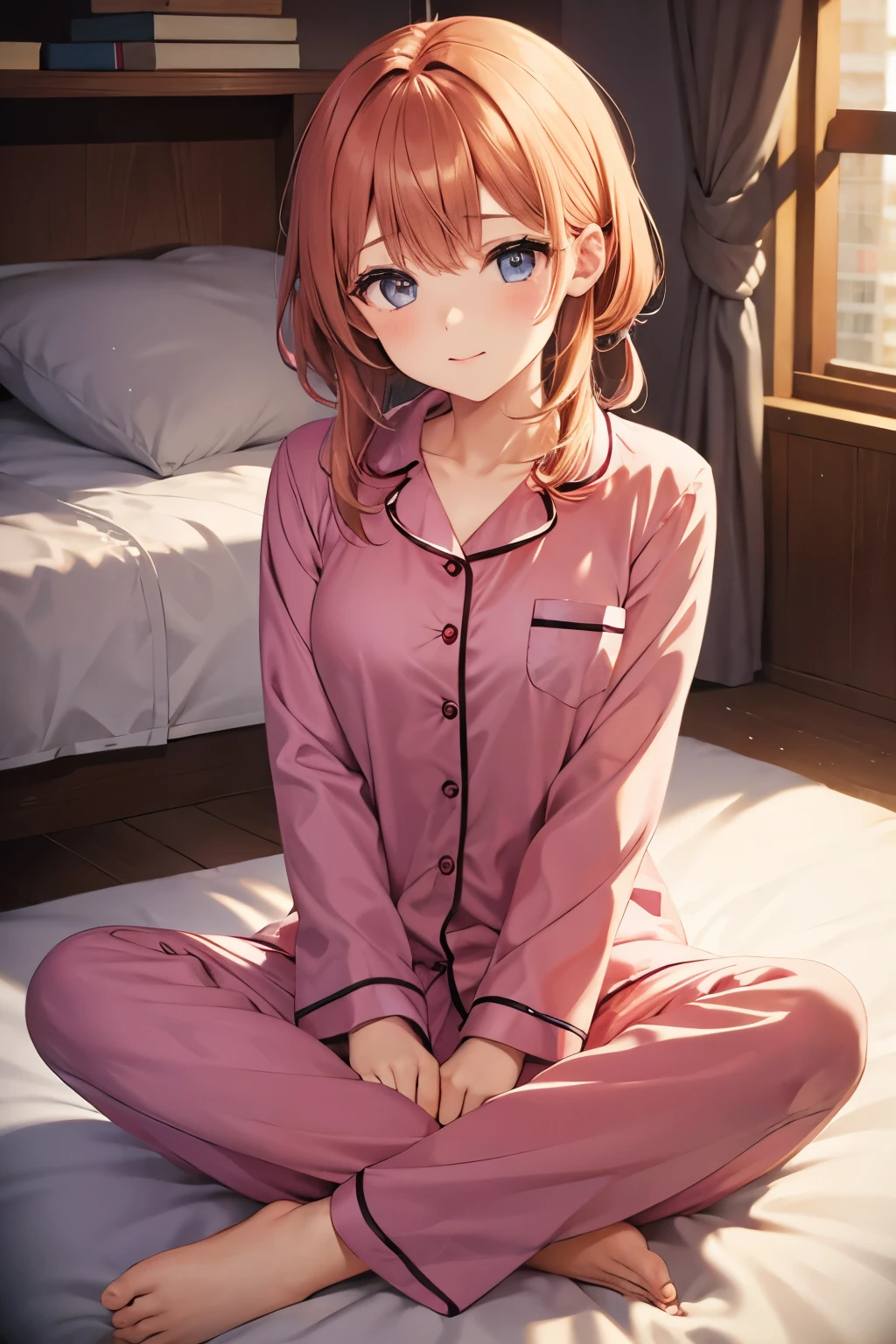 Girl、Half-taken pajamas、Embarrassed blush、A reluctant, frustrated, crying face、Anal、