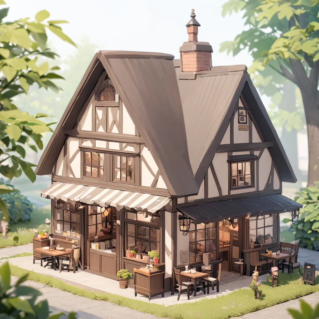 (Miniature House),(Exquisitely crafted),In the woods,(Cute coffee shop),Light production