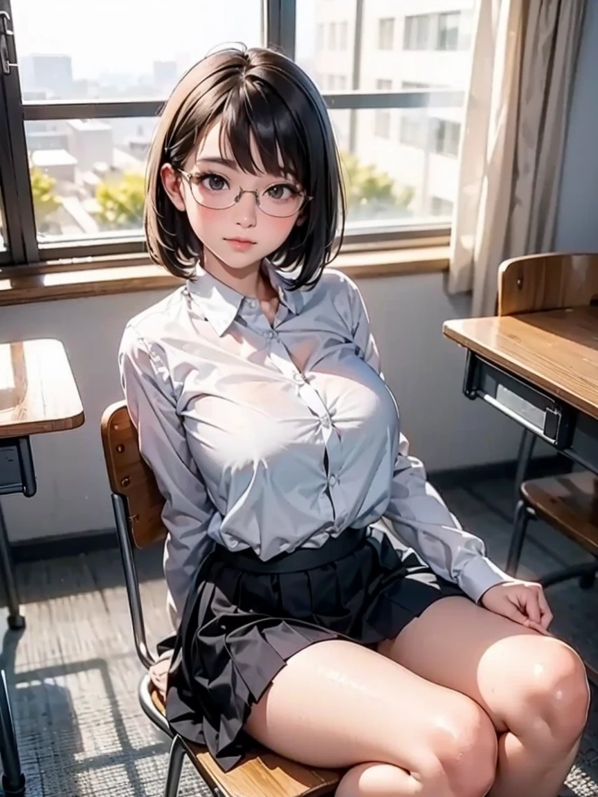 8k, RAW Photos, Highest quality, masterpiece, Realistic, Realistic, (1 Ultimate beauty), Mature Woman,(Strictly adhere to a composition where only one person appears in the photo)、(In the conference room)(Wear rimless glasses)((Wearing a light grey shirt))((Wear a brown flared mini skirt))((female teacher))(Married women) Highly detailed face, (Perfect Teeth), fine grain, double eyelid, eyelash, Lip details, (((Black short bob hair))), (((Very large breasts)))Big Breasts,((Increase nipple protrusion))(((Sitting at a desk、She spreads her legs to emphasize her crotch)))(((She holds her knees and spreads her legs wide)))(((Spread your legs in an M shape)))(((Emphasize the bite of the crotch)))Cowboy Shot, Soft Light, ((Written boundary depth))
Proceed with caution,((30 years old, Japanese women)), (((moderately fleshy body, Tight waist))), (((Front view, Realistic buttocks,))Front view