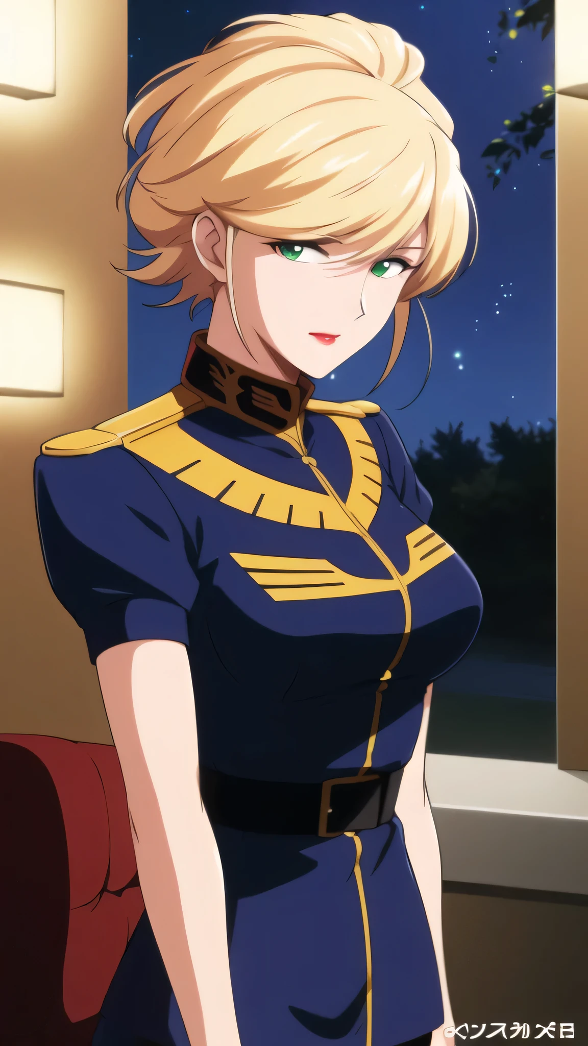 (night:1.7), Japan, Tokyo, Cityscape color, In Front of the window,
army_uniform,pantyhose, a uniform with gold trims and a collar,shirt,belt,
Gold hair,green eyes ,lipstick, Front hair,hair_good,
1 girl, 20 years,Young woman,beautiful Finger,beautiful long legs,Beautiful body,beautiful Nose,beautiful character design, Perfect Eyes, perfect face,Expressive eyes,
View your audience,
Official Art,Very detailed CG unity 8k wallpaper,perfect illumination,colorful, bright_Front_face_illumination,
(masterpiece:1.0),(Highest_quality:1.0), ultra High resolution,4K,Very detailed,
photograph, 8k, High resolution, High resolution, Absurd:1.2, Kodak Portrait 400, Film Grain, Blurred Background, bokeh:1.2, Lens Flare, (Vibrant_color:1.2)
, (beautiful_face:1.5),(narrow_Waist),