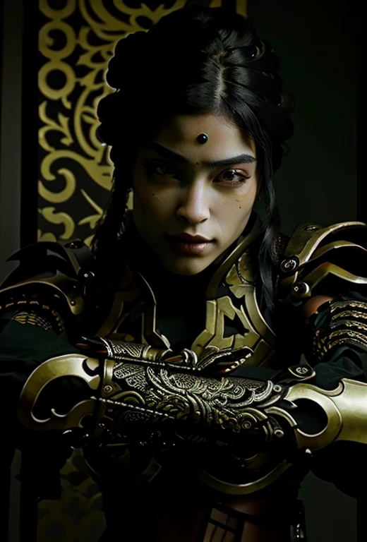 a beautiful and detailed close up portrait of a female warrior, intricate cyberpunk samurai costume, ornate and intricate armor outfit, gorgeous armored bikini, exotic and stunning armor, detailed techwear and armor, holding a sword, loba andrade from apex legends, extremely detailed and realistic, cinematic lighting, highly detailed, 8k, photorealistic, hyper detailed, masterpiece, digital art, trending on cgsociety