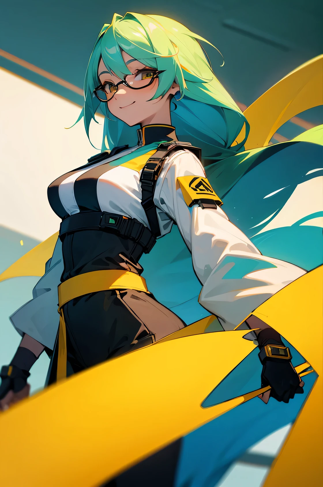 (blonde hair, very long hair, sidelocks), (eyes with a mix of yellow and blue irises:1.5), two-tone eyes, multicolored eyes gradient eyes, white and blue jacket with constellation prints, (best quality,4k,8k,highres,masterpiece:1.2), ultra-detailed, portraits, (HDR:1.1), (vivid colors:1.1), (studio lighting), (bokeh), (highly saturated colors), (soft lighting), (detailed background), (subtle shadows), (ethereal glow), (pastel color palette), (delicate details), (sublime beauty), (feminine charm), (crisp focus), (fine brushwork), (impeccable craftsmanship), (emotional depth), (captivating storytelling), (intriguing narrative), (impressive realism), (exceptional artistry), (masterpiece-worthy), (awe-inspiring), blonde hair, very long hair, sidelocks, (eyes with a mix of yellow and blue irises:1.5), two-tone eyes, (multicolored eyes:2.0) (gradient eyes:2.0), white and blue jacket with constellation prints, (metallic skirt), (pantyhose:1.25), (smirk:1.25), (smug:1.25), (naughty face:1.5), (mischievous:1.25), futuristic clothing, science fiction setting, high-tech, glowing eyes, (unicursal hexagram-shaped irises:1.5), (cowboy shot:1.5), glasses, small glasses, thin glasses, rectangular glasses, small breasts, glowing clothing, (hologram armband1.5)