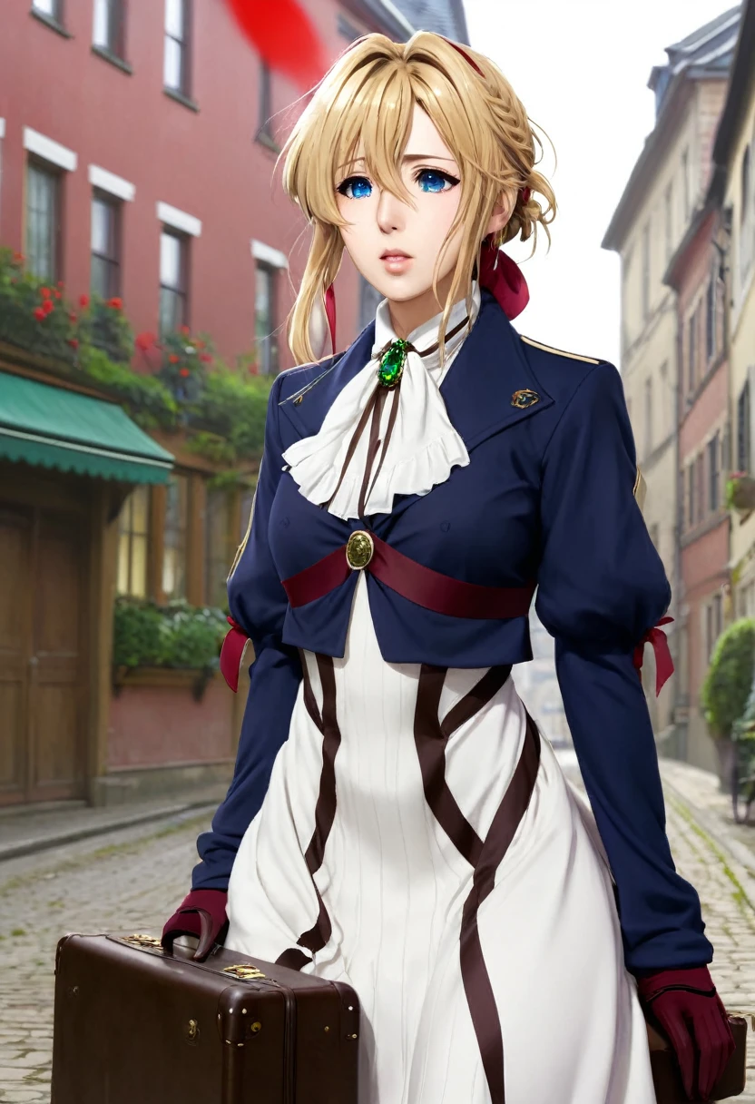 best quality, ultra-detailed, high resolution, extremely detailed cg, unity 8k wallpaper, masterpiece,masterpiece, highest quality, High resolution, violet evergarden, Braid, hair ribbon, red ribbon, jewelry, white ascot, brooch, blue jacket, long sleeve, brown gloves, white dress, long dress, nipple cutout ,1 suitcase, Scat Girl, Poop excretion, Poop in the hair, poop on the face , in a street , Seen by many people , Body covered with poop, defecate on the body, a lot of poop on the body, stuffed with poop, unclean, High quality, big areola, crouching down, spread pussy , exposure, Dark armpit hair, Sensually, The sheen, embarrassed,shed tears , drooling , saliva , saliva on tongue