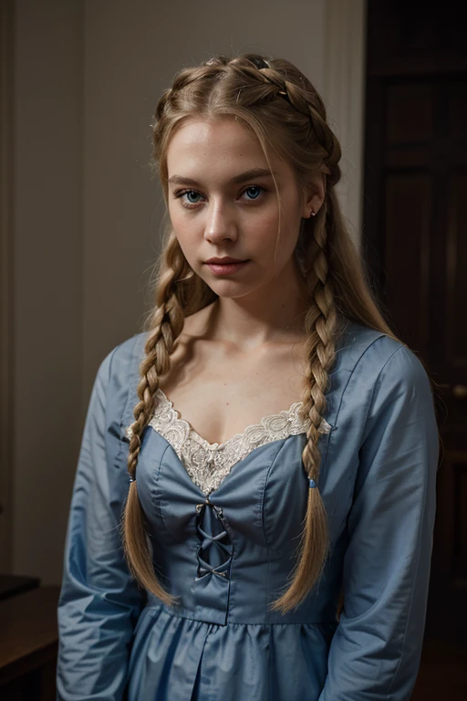 Hogwarts student, girl white skin, bright blonde hair. She has sea blue eyes and is a Ravenclaw in Hogwarts