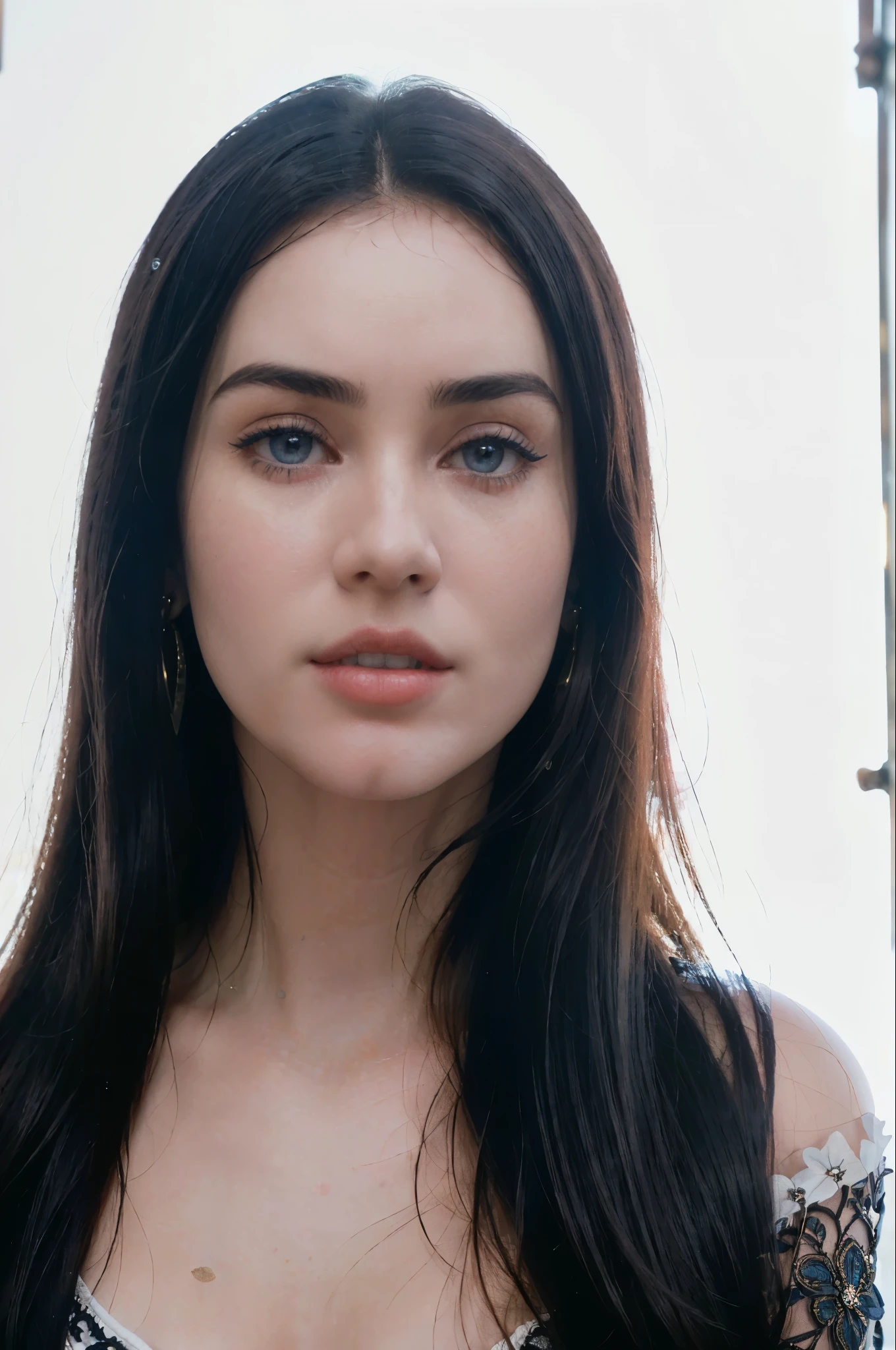 ultra realistic 8k cg, (dark background, delicate pattern, intricate detail, highly detailed, fine details), best quality, (photorealistic:1.4),beautiful lighting, absurdres, RAW photo, film grain, ((medium breasts, slim girl, close-up, portrait)), 1girl, solo, black hair, long hair, jewelry, (earrings, blue eyes), ((slim girl, medium breasts)), cleavage, dress, cape, epaulettes, navel, midriff, blush, collarbone, (complex detailed background, blue sky, nature environment, close-up, portrait),stunning attractive figure, beautiful photo of sexy woman, looking seductively in front, black hair,ultra realistic 8K CG, masterpiece, ((white background, delicate pattern, intricate details)), (highly detailed, fine details), best quality, 1 girl, big breasts ), 1, white skin, feminine, charming, perfect body, standing on the floor,natural ilumination, too white skin, (close-up, editorial photograph of a 1 woman), (highly detailed face:1.4) (smile:0.7) (background inside white, moody, private study:1.3) POV, by lee jeffries, nikon d850, film stock photograph ,4 kodak portra 400 ,camera f1.6 lens ,rich colors, hyper realistic ,lifelike texture, natural lighting , cinestill 800, natural makeup , too white skin, lovely, femenine, happy,absurdres, highres, ultra detailed, (ung beautiful girl, solo:1.1),breasts, boa hancock,black hair, cape, earrings, jewelry, midriff, large breasts, cleavage, navel, long hair, blue eyes,groin,epaulettes,torii, cherry_blossoms, big breast, gold earrings, 20 years old, jennifer connelly, ana de armas, megan fox, too white skin, too young woman, ADAarmas, megf, j3n2i773r50-smf, pale skin, depth of field, bokeh, (special attention to skin detail: 1.2), Detailed leather texture, skin pores. (Airy atmosphere of the frame- delicate, white, UDR, ((Film grain)), ((waist up portrait, close to the camera)) , ultra detialed, (((ultra realistic))) Photo, masterpiece, top quality, (pale skin), (Ultra detailed face and eyes:1.3), lovely, perfect eyes