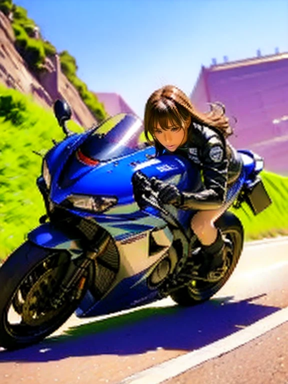 Arafed female Kamen Rider riding a large 1300cc motorcycle on a track, Motorsports Photography, Panning Shot, Motorsports Photography, Makoto Takahashi, Fan art, Jerez, Lorenzo Lanfranconi, Portrait of jerma985, hero, stephan, You Vera, dynamic action shot,, AKIRA