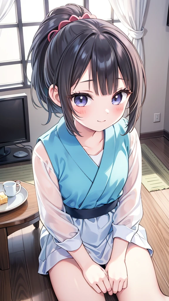 <lora:Bouquet-10:0.8> bouquet, 1girl, smile, black hair, twintails, purple eyes, large breasts, cleavage, BREAK,  <lora:sleepeace:0.8> sleepeace, masterpiece, best quality, extremely detailed, highly quality, 4k, sharp focus, professional, sharp focus, award winning, cinematic lighting, octane render, unreal engine, volumetrics dtx, Wallpaper,