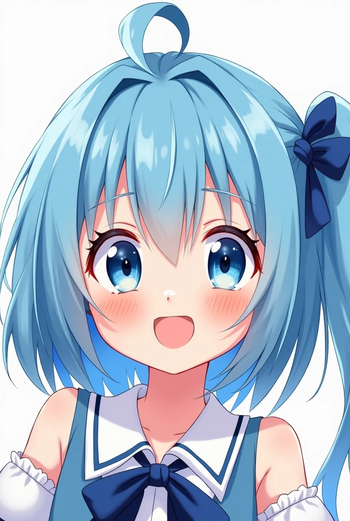Hatsune Miku with her mouth open and milk in it