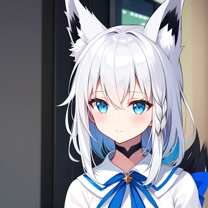 Gray Hair、Fox ears、Light blue eyes、vtuber、Shirakami Fubuki